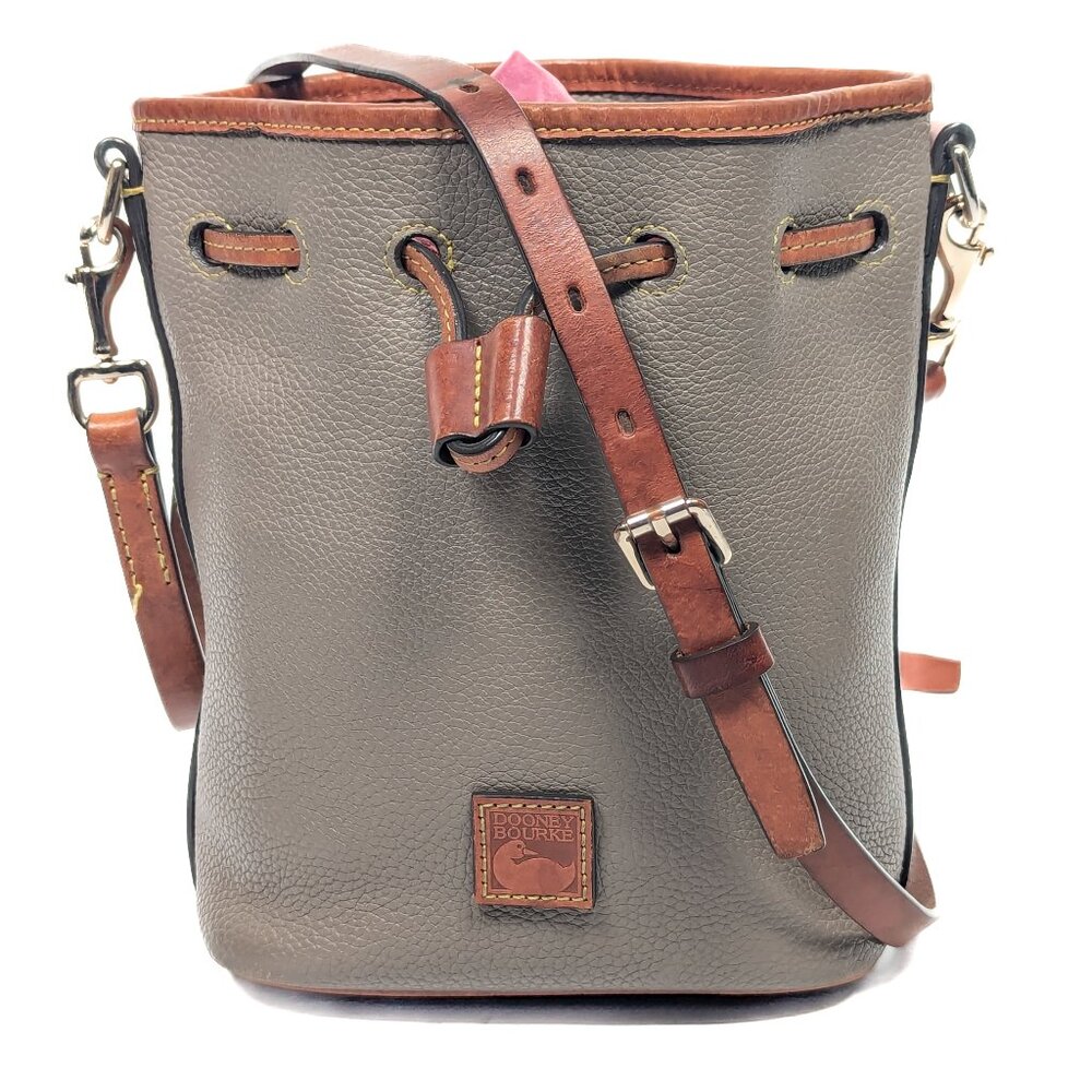 DOONEY & BOURKE Pebbled Leather Vintage Drawstring Bucket Bag